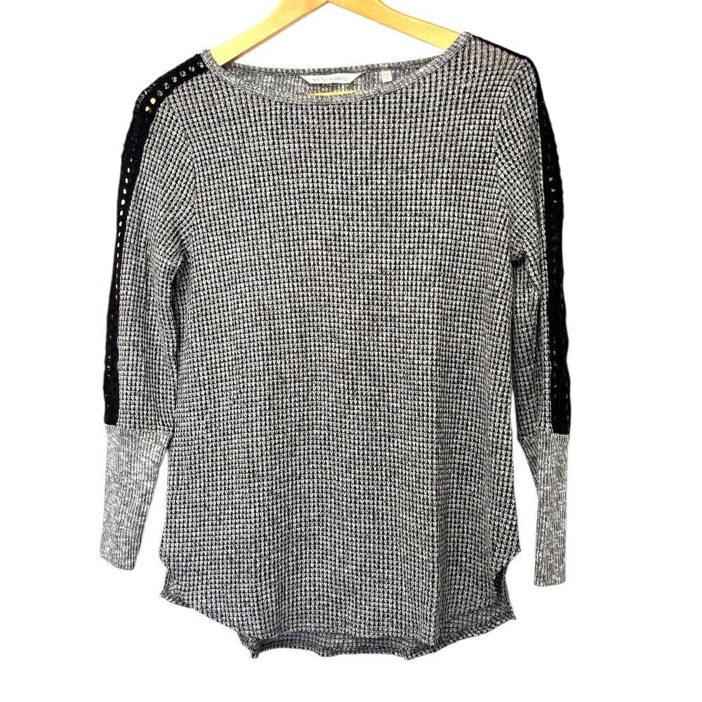 Soft Surroundings Lightweight Knit Sweater Size PXS Black Gray White Spring